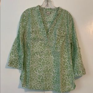 Green botanical print popover sz L